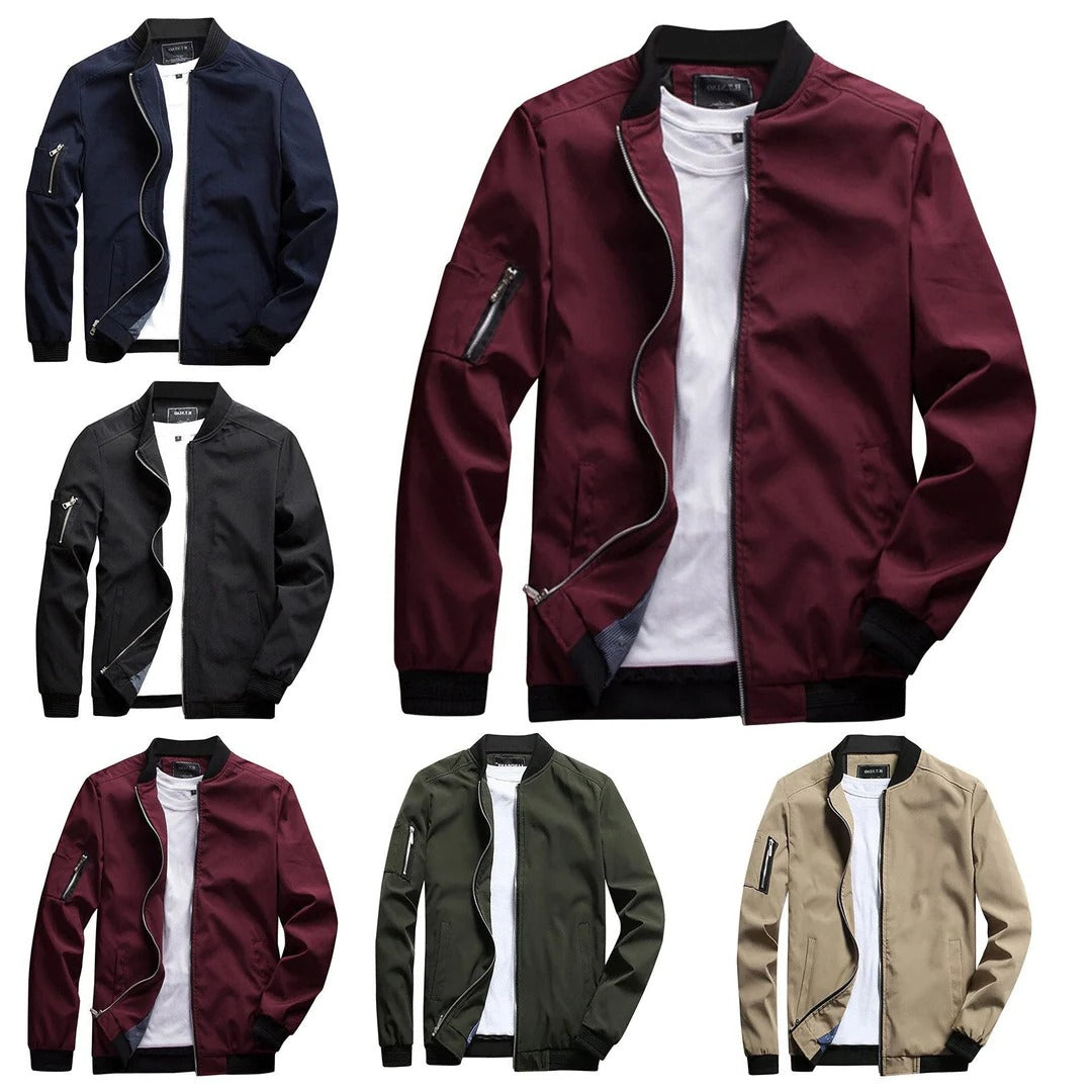 Belro men's short summer jacket, stylish and lightweight, shown in a casual pose with front zipper and lightweight fabric.