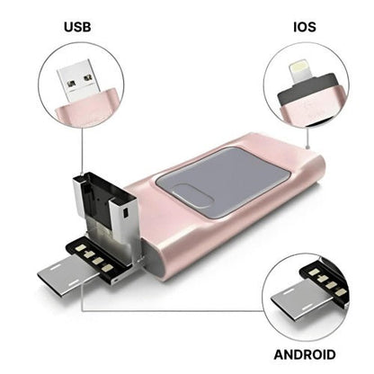 Belro USB flash drive compatible with iPhone and Android devices, compact electronics storage accessory.