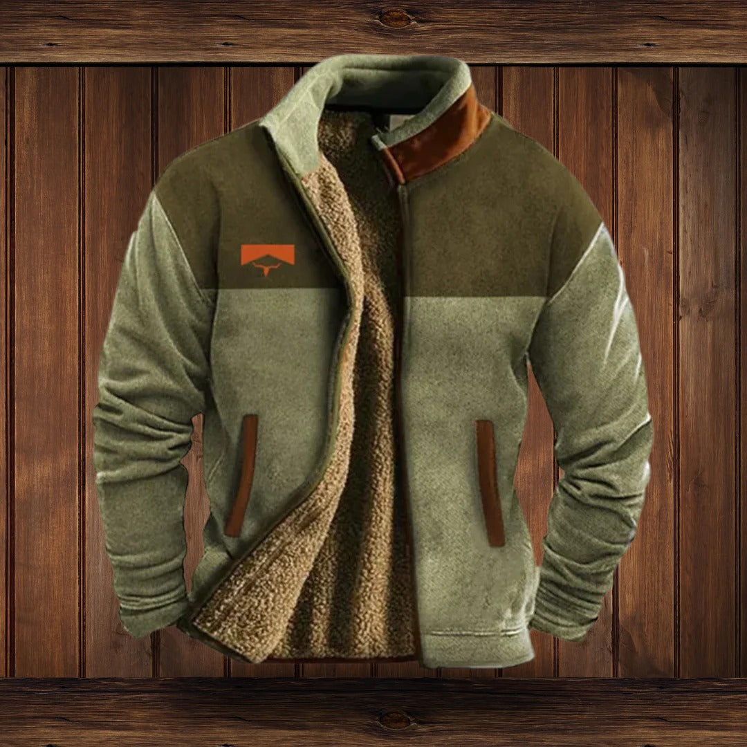 Men's Belro outdoor fleece jacket with a high collar, zip front, and side pockets, suitable for outdoor activities and casual wear.