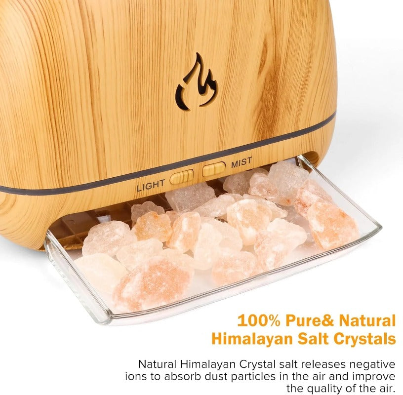 Belro Himalayan Salt Lamp emitting a warm glow, made from pink salt crystals, perfect for health and beauty decor.