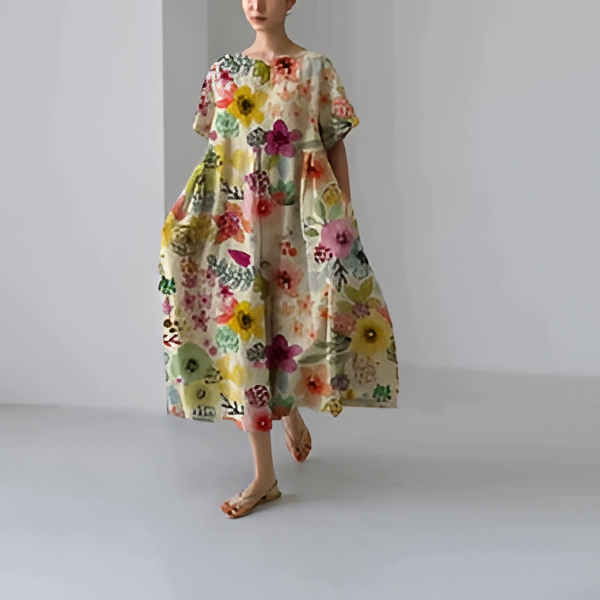 Belro floral print casual and elegant dress featuring a comfortable fit and vibrant flower pattern, perfect for everyday wear.