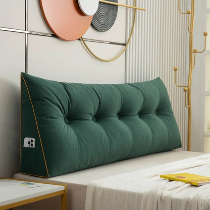 Belro Luxury Chic Wedge Pillow for back support, shown in a cozy bedroom setting, designed to elevate and support the upper body.