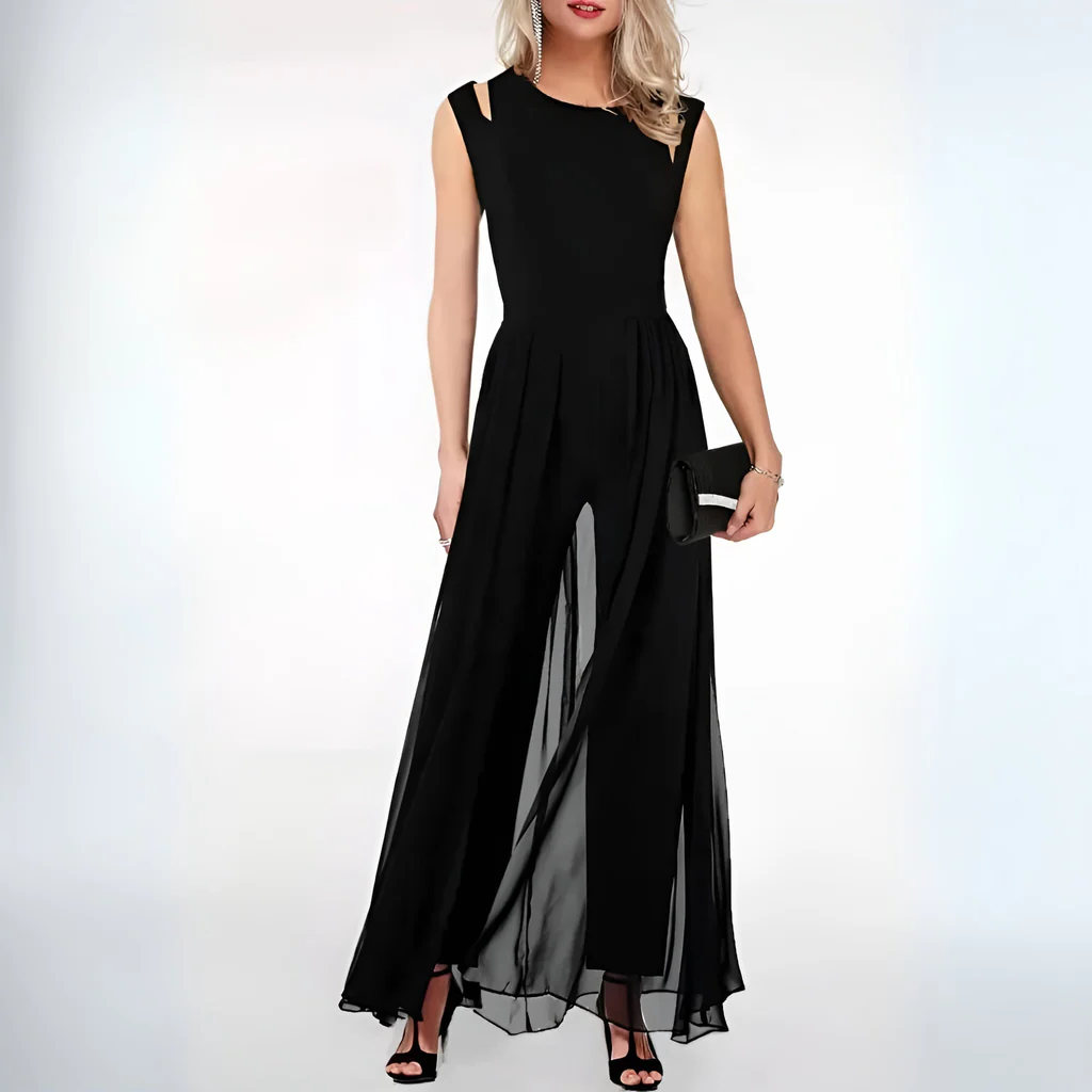 Women's Belro jumpsuit featuring a fashionable design, stylish pants for versatile occasions, shown in a modern clothing image.