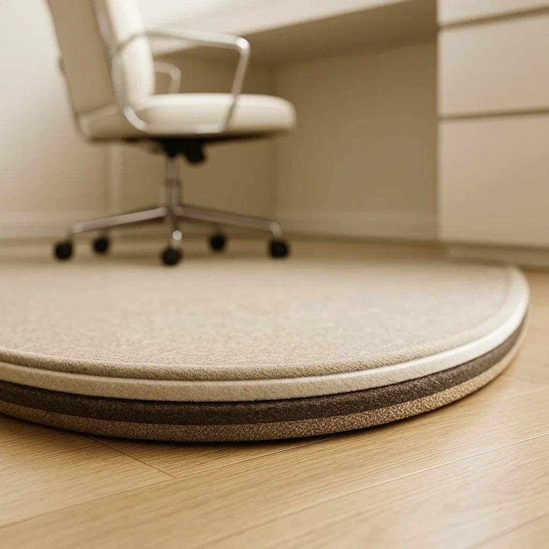 Belro office chair mat with floor protection, clear plastic surface designed for home office chairs on various flooring.
