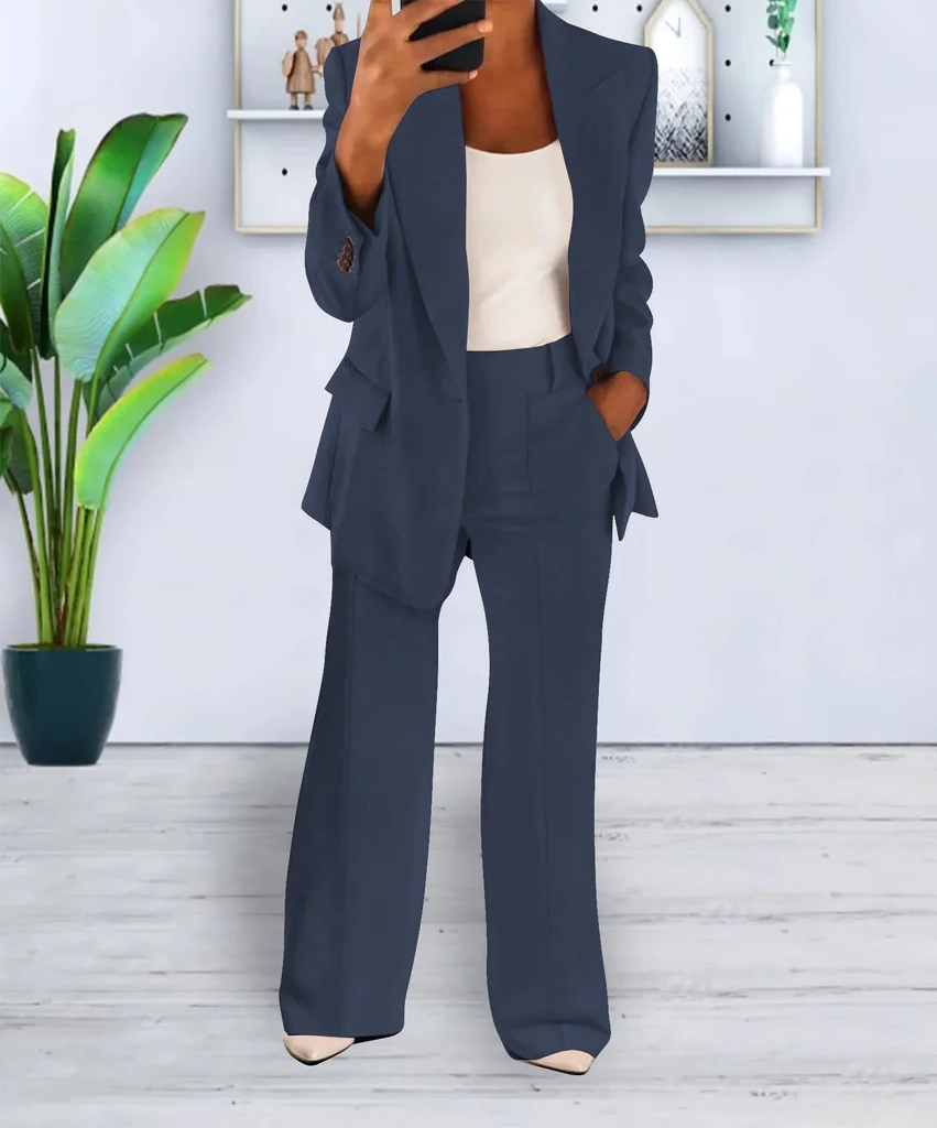 Belro women's set suit featuring stylish pants, perfect for casual or professional wear, displayed on a model.
