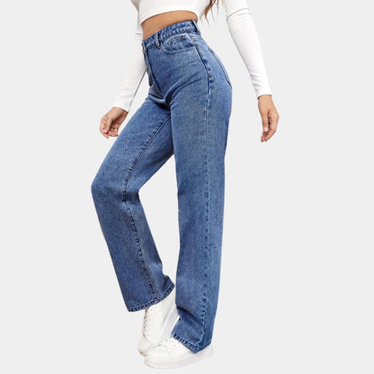 Belro women's casual baggy jeans showcasing relaxed fit, denim fabric, and classic five-pocket design.