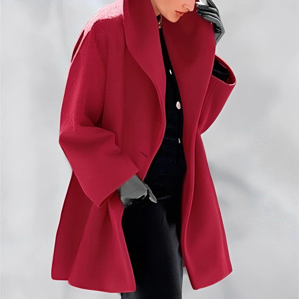 Belro Urban Wool Winter Jacket shown in dark gray with a high collar and zip closure, designed for cold weather.
