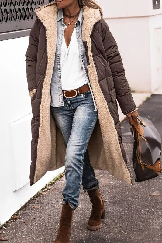 Belro women's long comfortable coat, stylish outerwear with a relaxed fit, perfect for cool weather, on a neutral background.