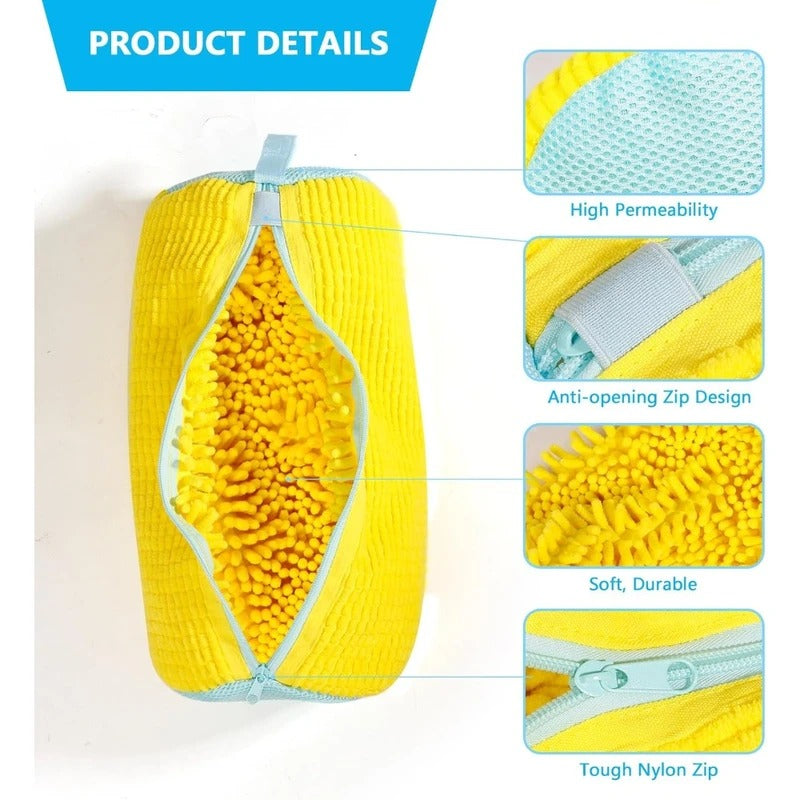 Belro shoe washing machine bag for footwear cleaning, shown with shoes inside for gentle washing and protection.