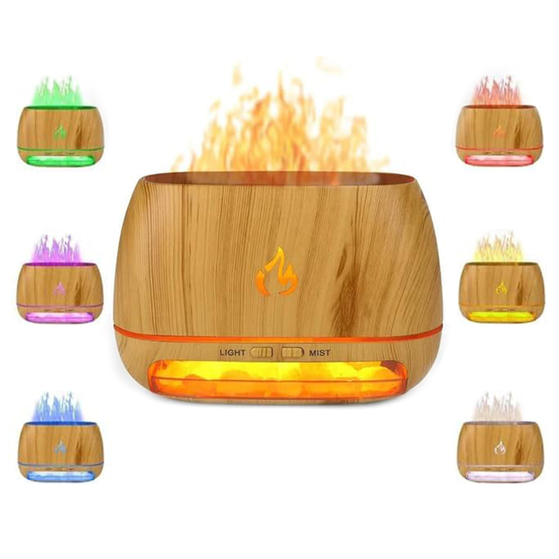Himalayan Salt Lamp in a natural shape from Belro, glowing softly with warm amber light, used for health and beauty purposes