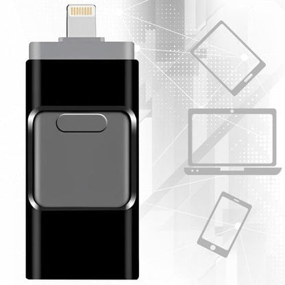 Belro USB flash drive compatible with iPhone and Android devices, shown connected to a smartphone in the image.