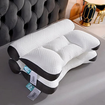 Belro ergonomic goose down pillow with cervical support, showcasing plush, supportive design for enhanced sleep comfort.