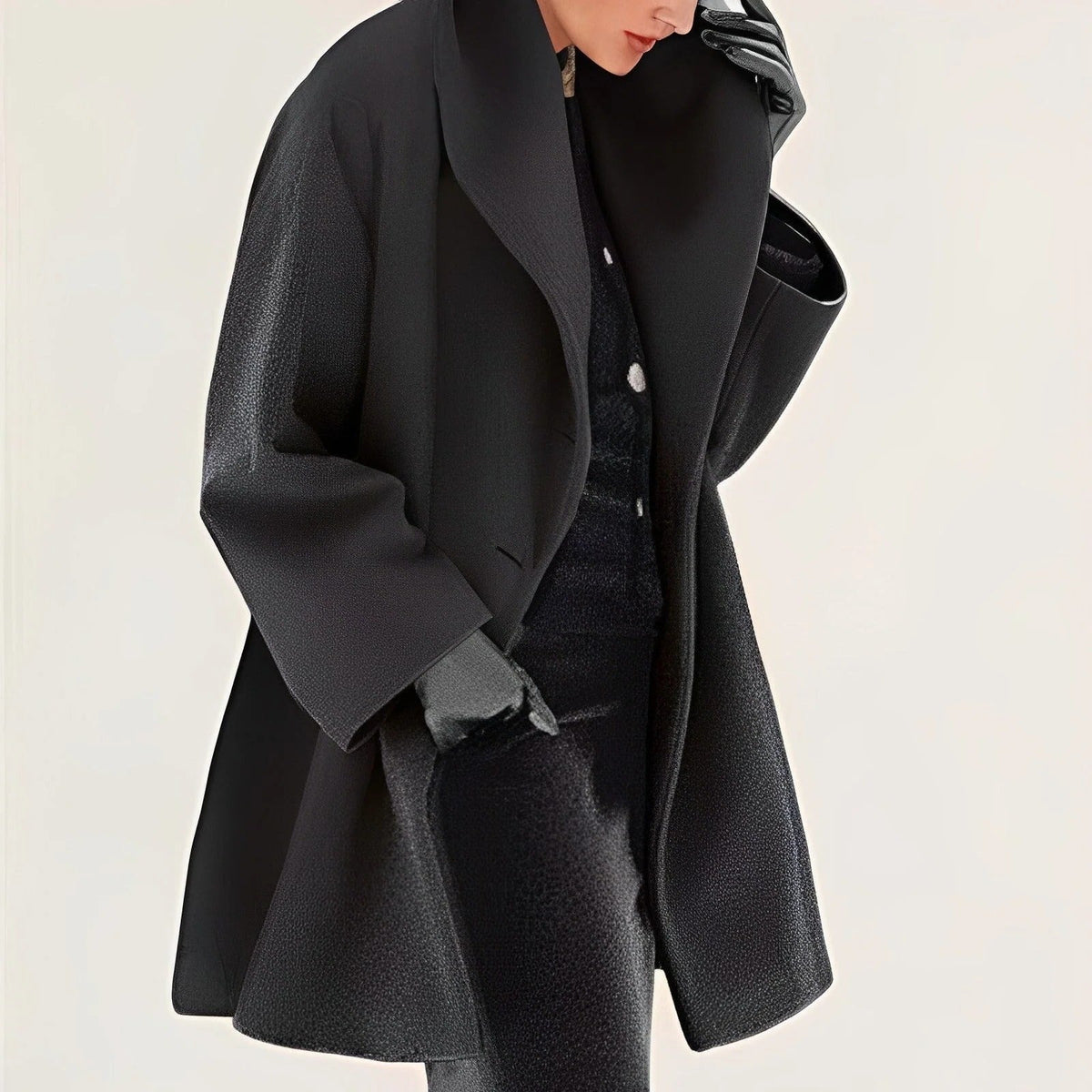 Belro Urban Wool Winter Jacket displayed on a hanger, featuring a classic design with a high collar and button details.