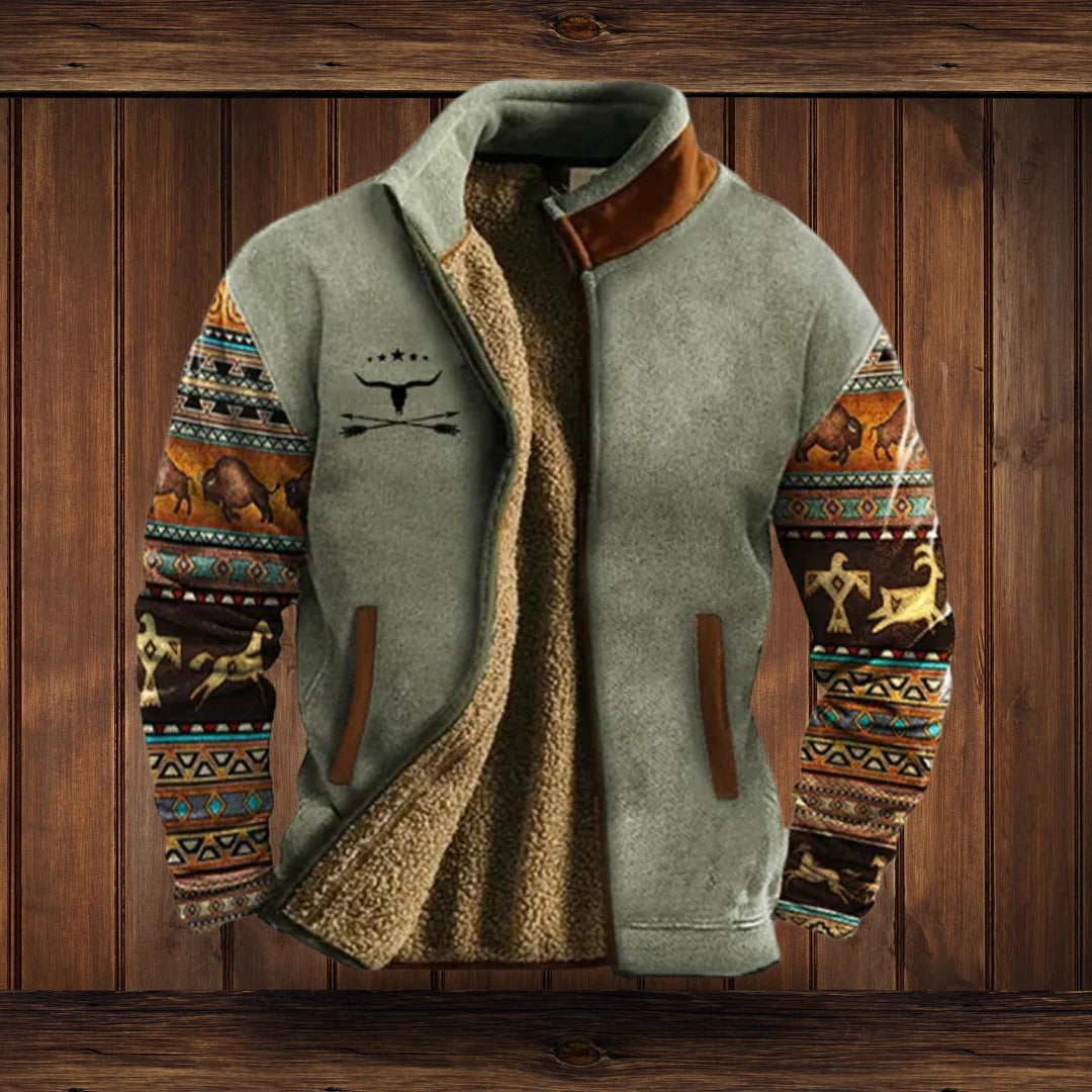 Men's outdoor fleece jacket by Belro, gray, with a full zip and stand collar, ideal for outdoor activities and cold weather.