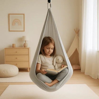 Belro sensory autism therapy swing hammock designed for indoor and outdoor use, providing calming sensory input.
