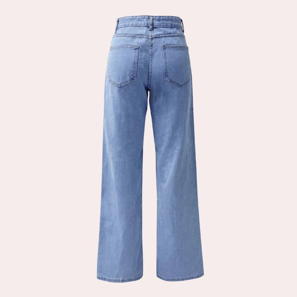 Belro casual baggy jeans for women, relaxed fit denim with a stylish, comfortable design, shown on a model.