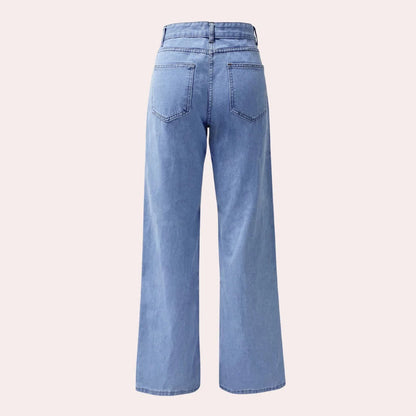 Belro casual baggy jeans for women, relaxed fit denim with a stylish, comfortable design, shown on a model.
