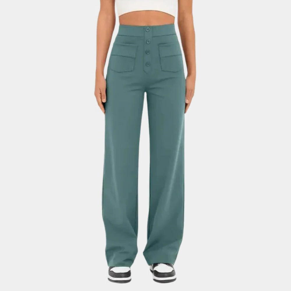 High waisted women's casual trousers by Belro, featuring a relaxed fit and soft fabric for comfortable everyday wear.