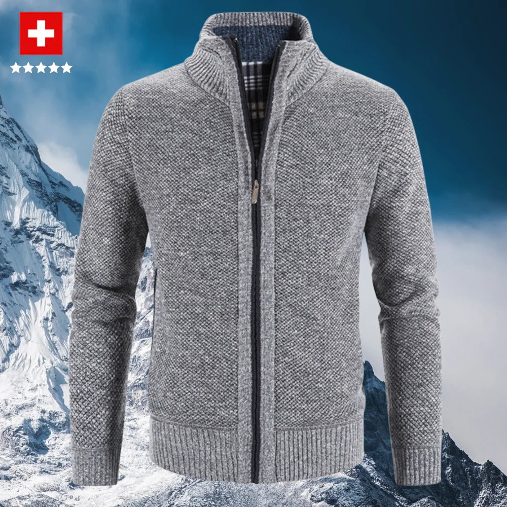 Belro men's stylish winter cardigan showcasing a comfortable, elegant design with a cozy knit texture.