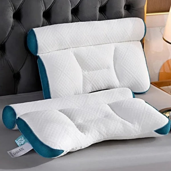 Belro ergonomic goose down pillow with cervical support, showcasing plush filling and ergonomic design for sleep comfort.