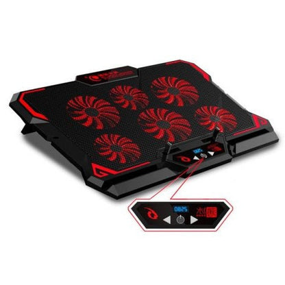 Belro gaming laptop cooler with multiple adjustable fans and LED lighting, designed to enhance cooling during gaming sessions.