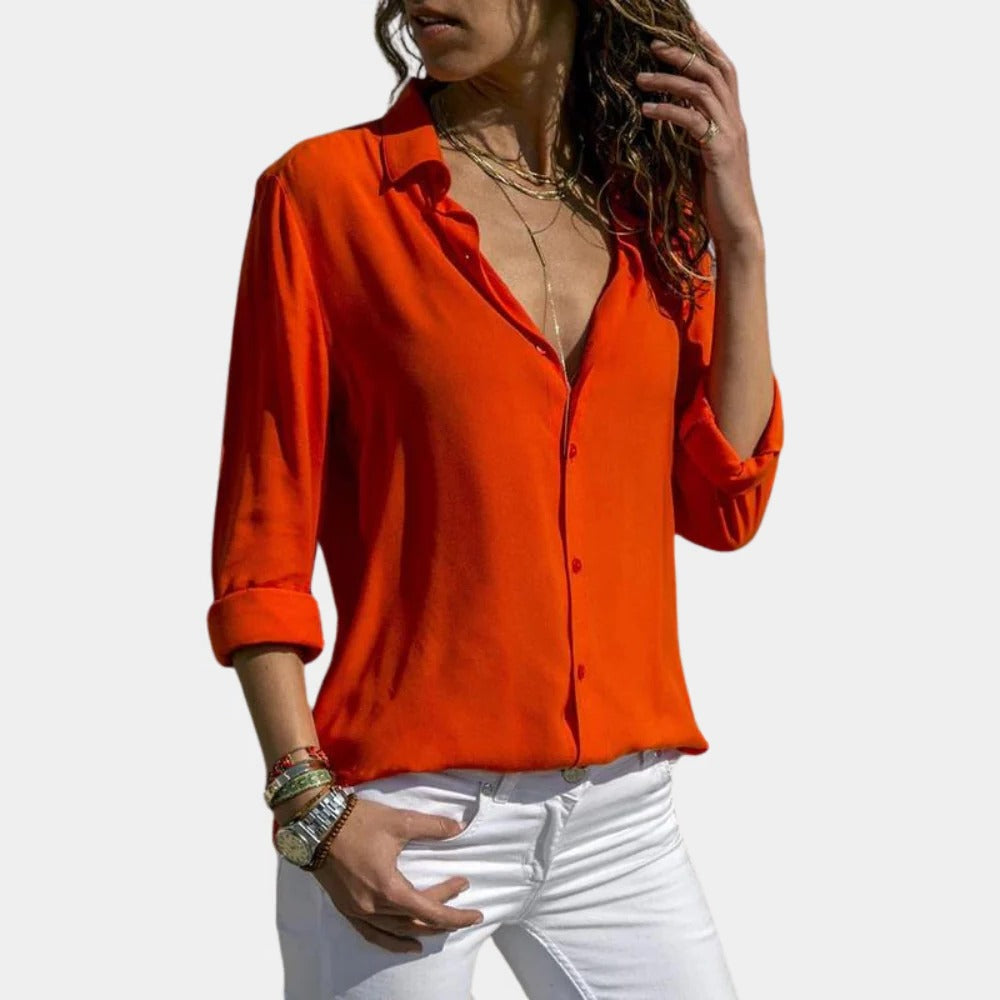 Belro women's comfortable shirt in soft fabric, featuring a relaxed fit and classic collar, perfect for casual wear.
