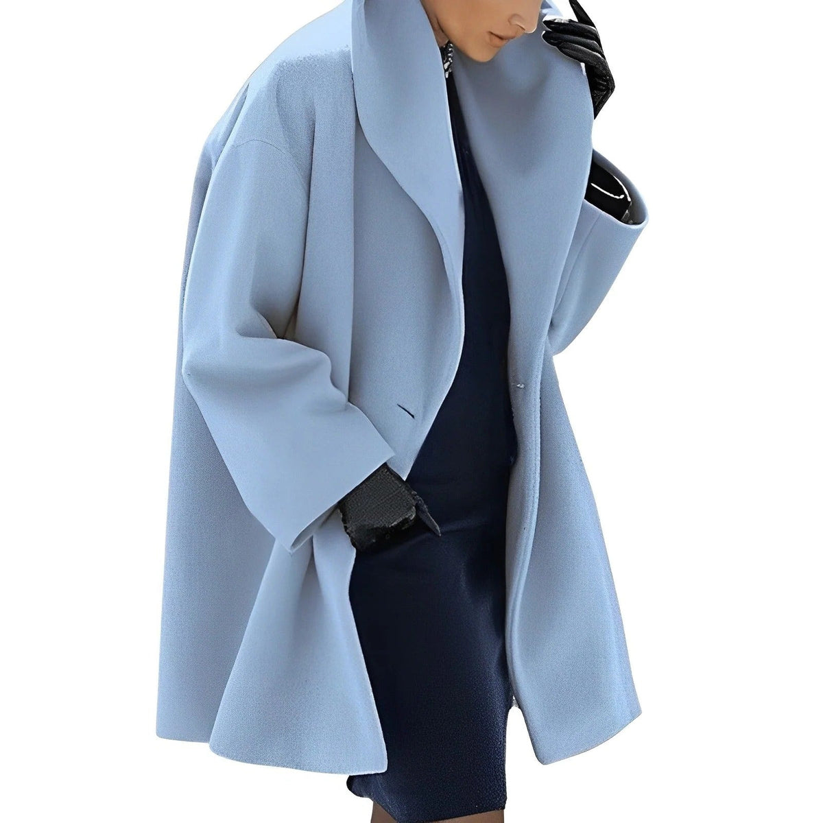 Belro Urban Wool Winter Jacket displayed on a hanger, featuring a stylish design with a high collar and warm wool fabric.