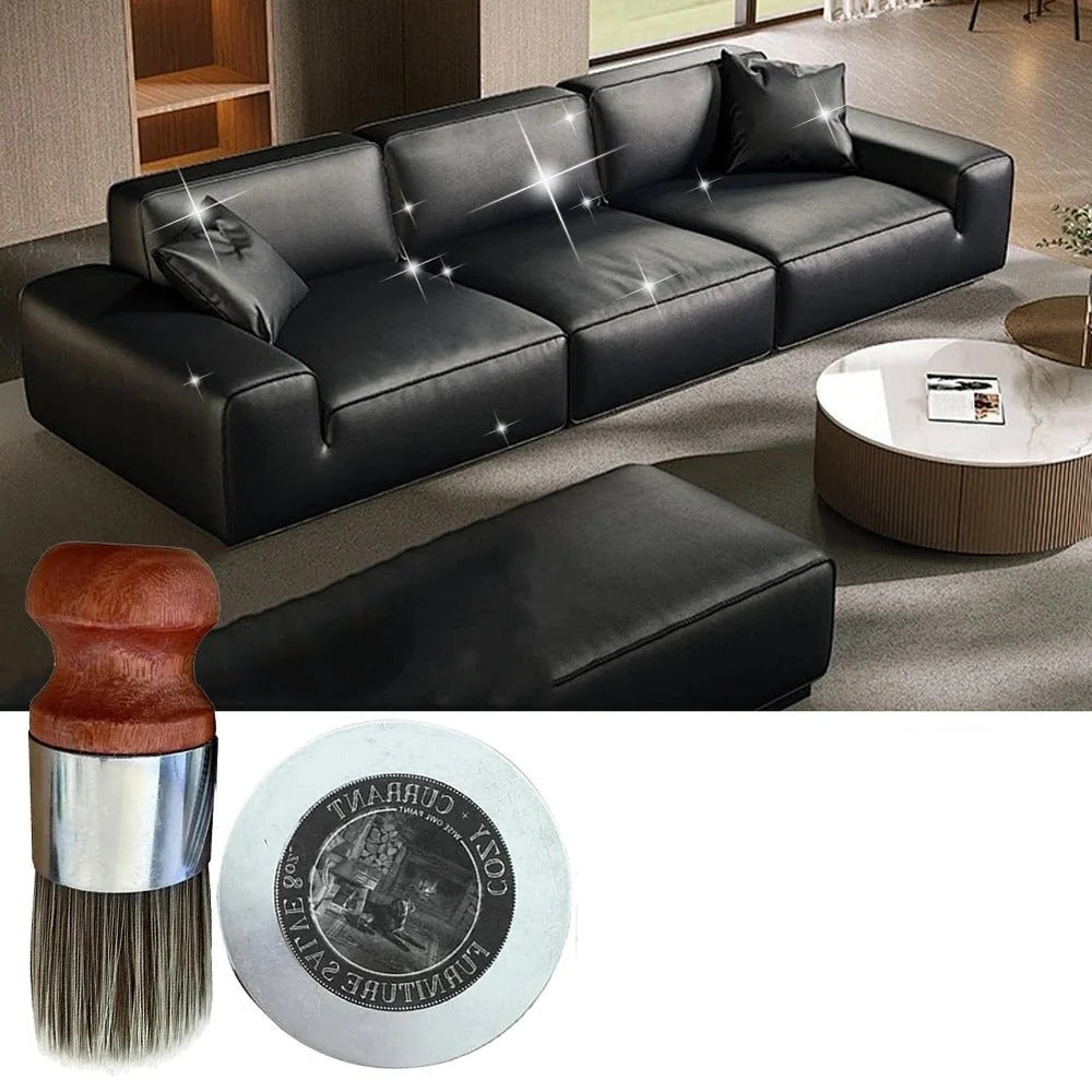 Belro Revive & Shine Leather Salve applied to footwear, showcasing a smooth, polished leather surface.