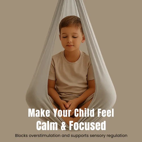 Belro sensory autism therapy swing hammock designed for indoor and outdoor use, providing calming sensory stimulation.