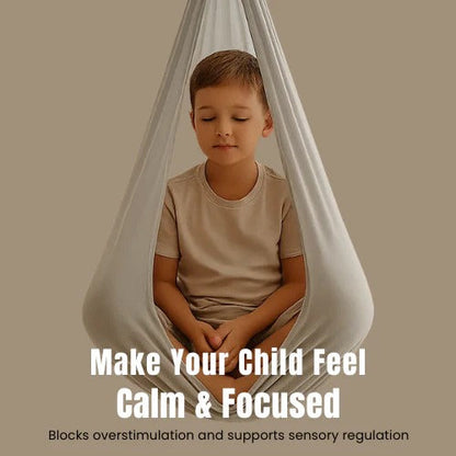 Belro sensory autism therapy swing hammock designed for indoor and outdoor use, providing calming sensory stimulation.