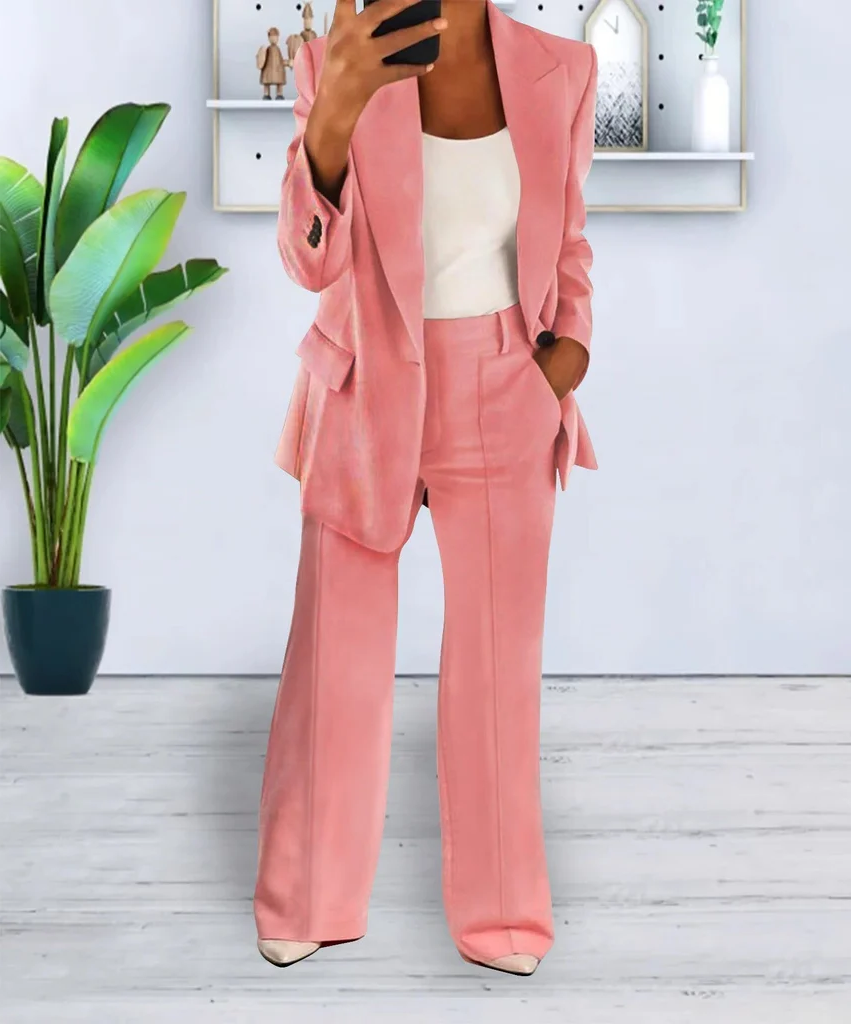 Belro ladies' set suit featuring stylish pants, perfect for professional or casual wear, shown in a well-fitted clothing image.