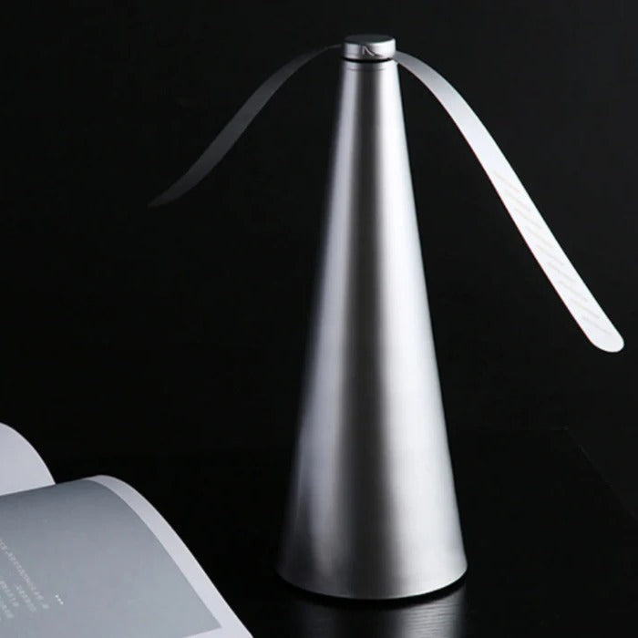 Belro battery-powered fly repelling fan for outdoor use, compact and portable for home and garden pest control.