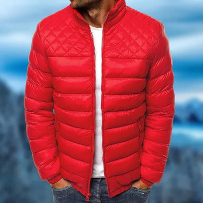Men's Belro waterproof and windproof quilted jacket with hood, featuring durable fabric and insulated design for outdoor protection.