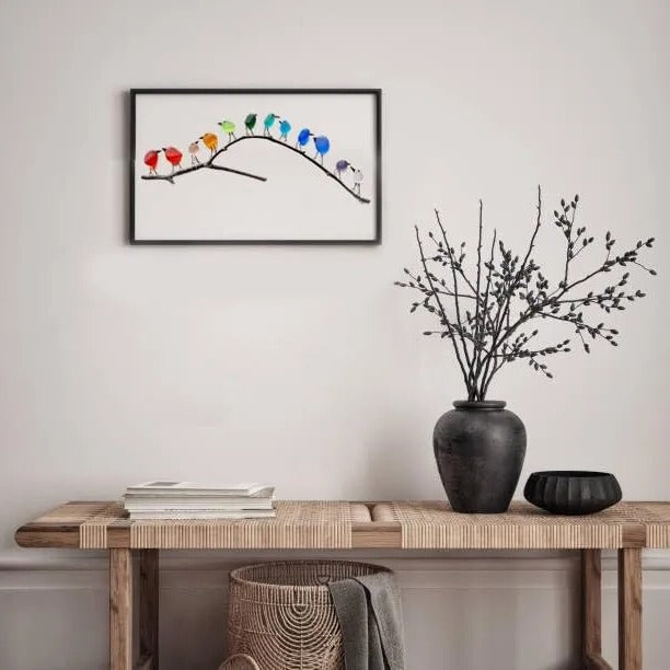 Belro sea glass birds decor with coastal love notes, perfect for home and garden coastal-themed decoration.