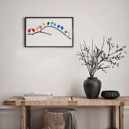 Belro sea glass birds decor with coastal love notes, perfect for home and garden coastal-themed decoration.
