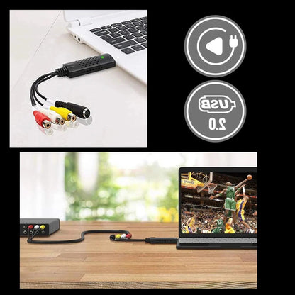 Belro USB 2.0 Capture Adapter for electronics, with ports and cable for video and data transfer.