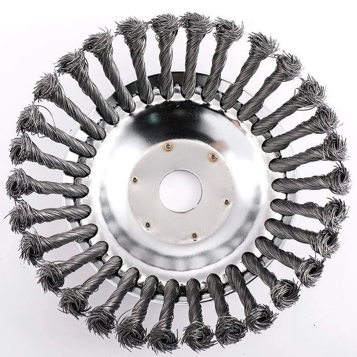 Belro heavy-duty wire weeding wheel for men, durable gardening tool with sturdy metal wire and ergonomic handle.