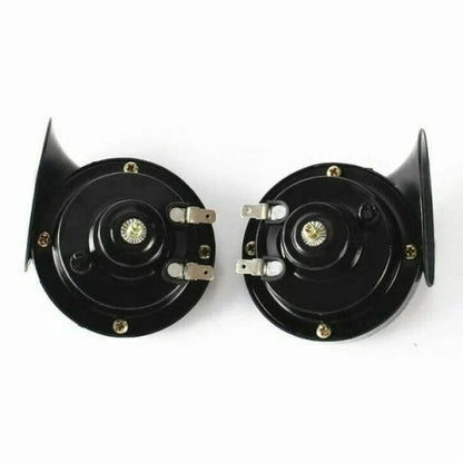 Belro truck train horn in a black electronic audio device with mounting brackets, designed for heavy-duty vehicle use.
