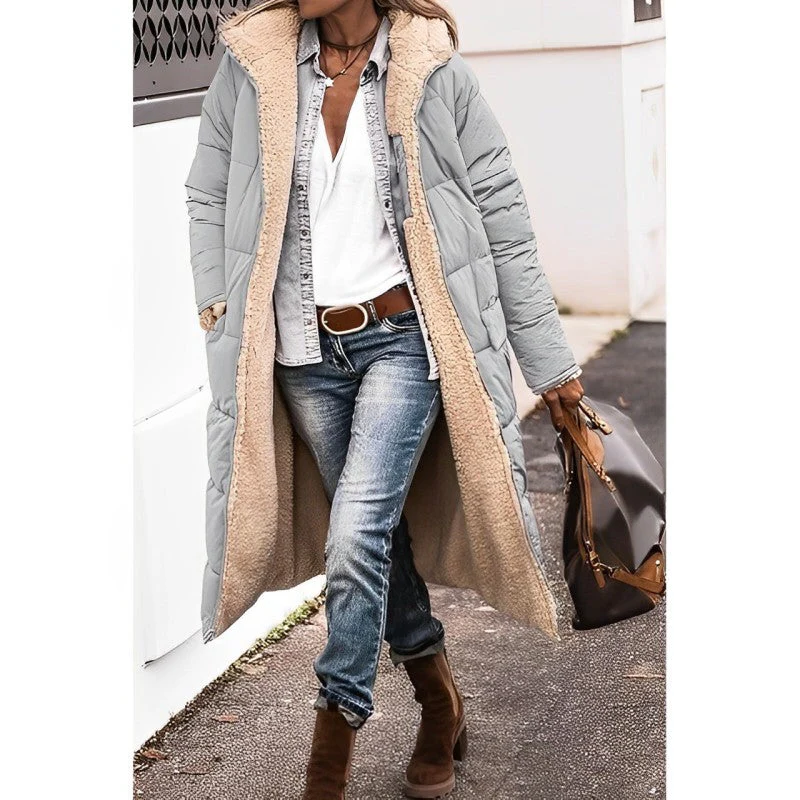 Long, comfortable women's coat by Belro, shown in a cozy, stylish design perfect for cold weather.