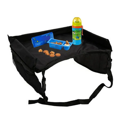 Belro baby car seat tray for sports and outdoors, features a spacious surface with cup holder and safety straps for secure use.