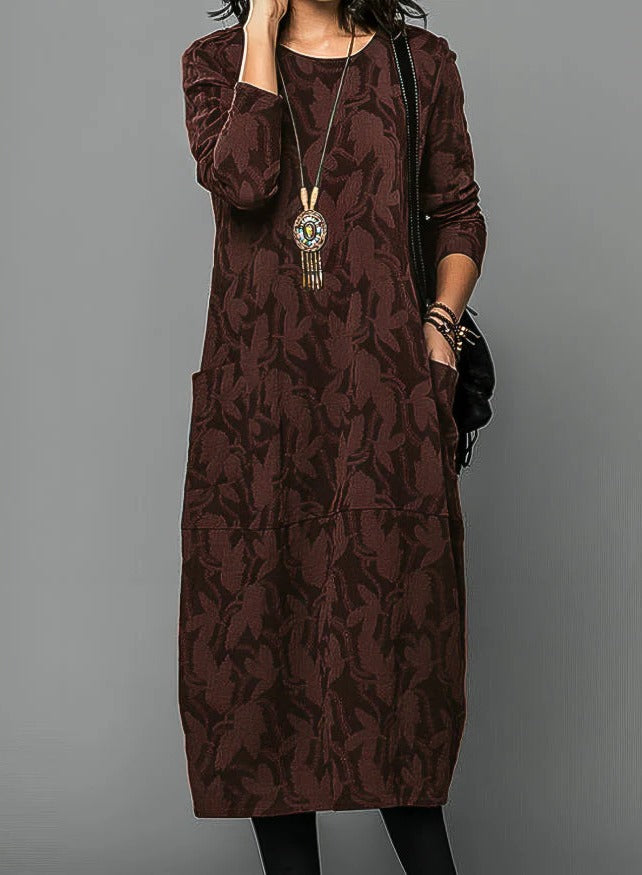 Belro casual winter dress for women featuring a round neckline and warm fabric, suitable for cold weather.