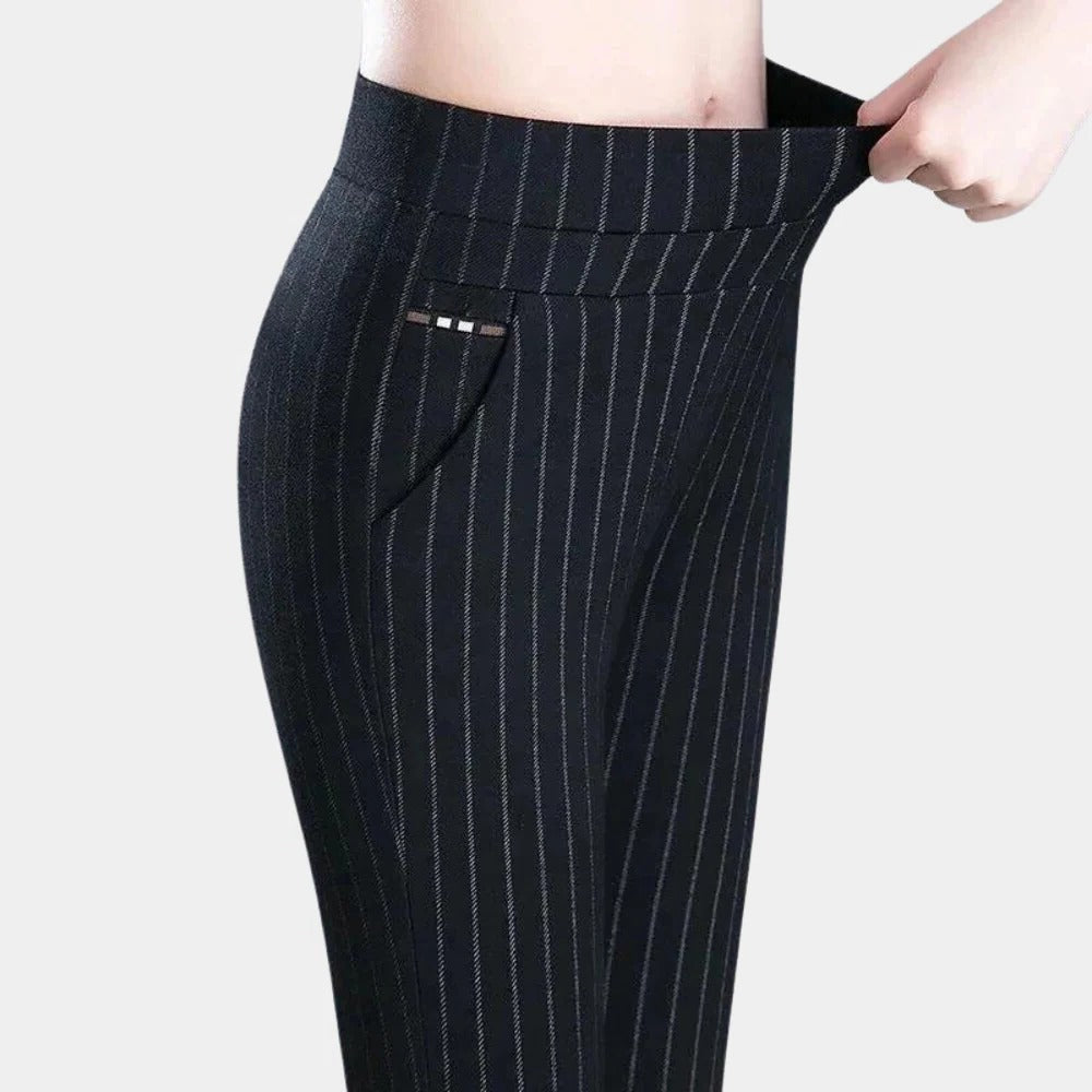 Belro high waist stretch pants in black, showing the sleek fit and smooth fabric design for comfortable, stylish wear.