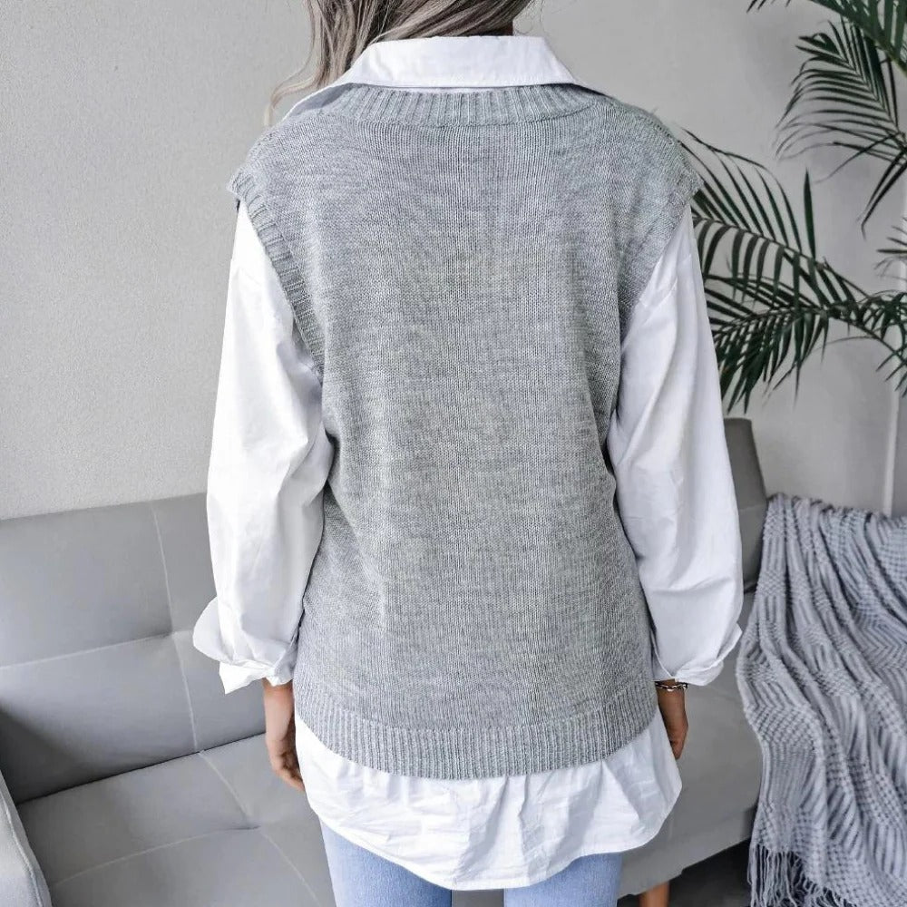 Women's V-neck knitted cardigan by Belro, featuring a cozy knit fabric and a classic V-neck design, suitable for casual wear.