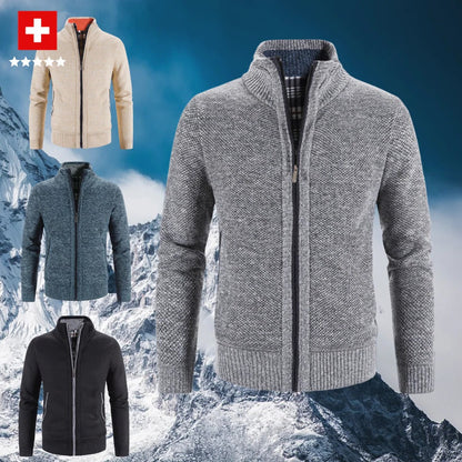 Belro men's stylish winter cardigan, showcasing its cozy knit fabric and modern design for comfort and elegance.