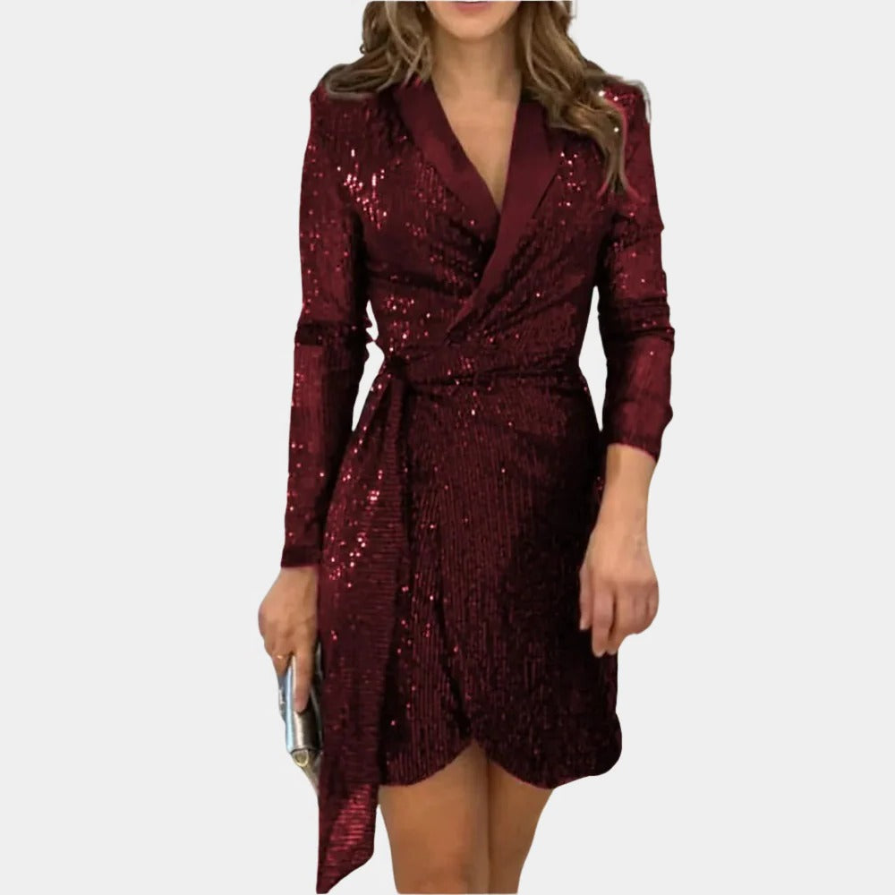 Elegant Belro ladies blazer dress with belt, stylish formal clothing for women, shown in a tailored fit with a sleek design.