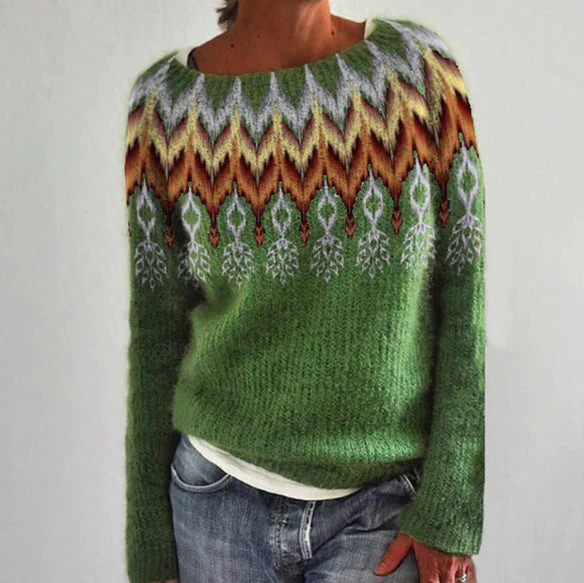Women's retro sweater by Belro featuring a cozy knit design in vibrant colors, perfect for casual and stylish winter wear.