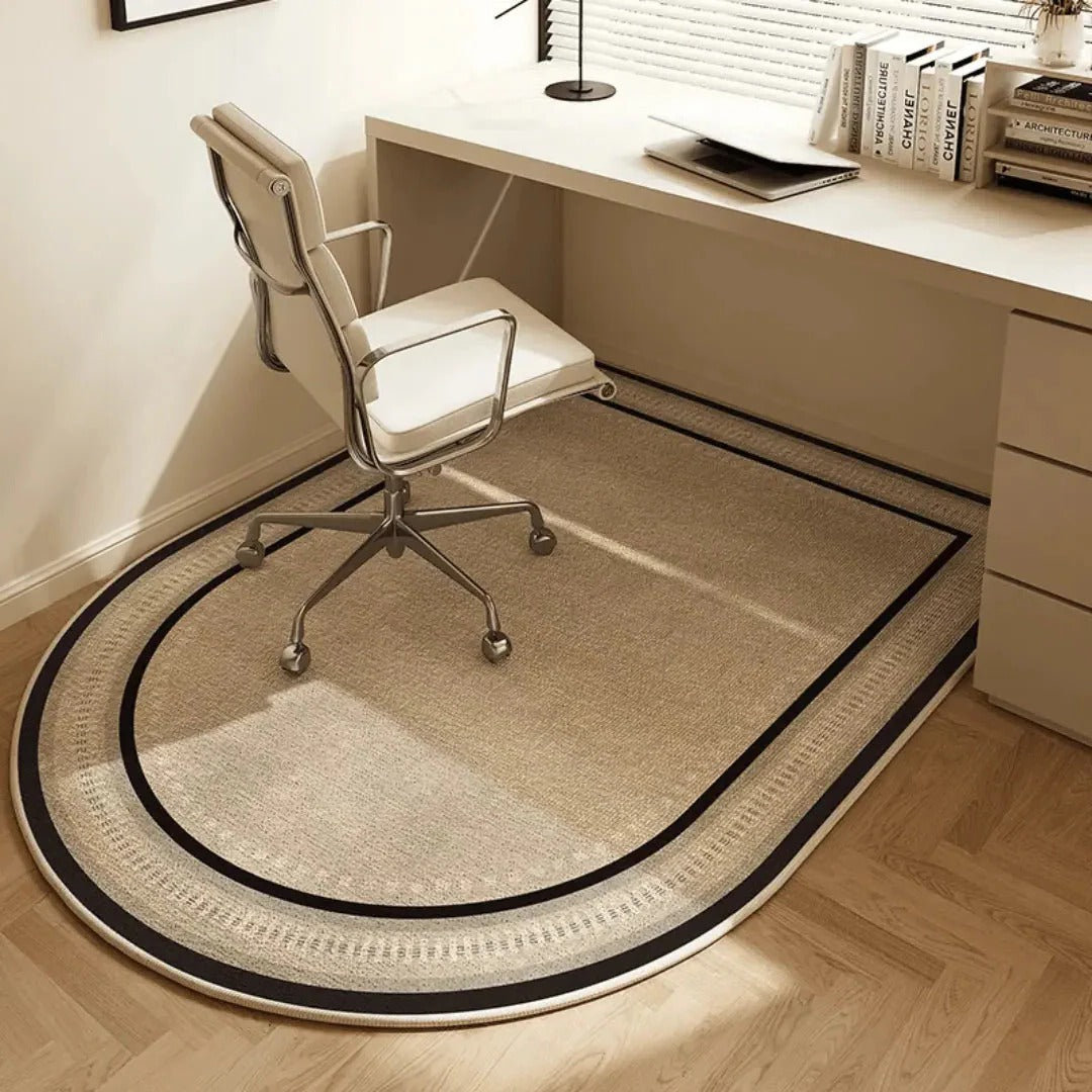 Belro office chair mat with floor protection for home and office, clear plastic surface on a wooden floor.