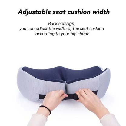 Belro Adjustable Memory Foam Sit Bone Relief Seat Cushion for back support, featuring ergonomic design and breathable cover