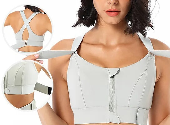 Belro high support sports bra in black, featuring adjustable straps and moisture-wicking fabric for activewear.