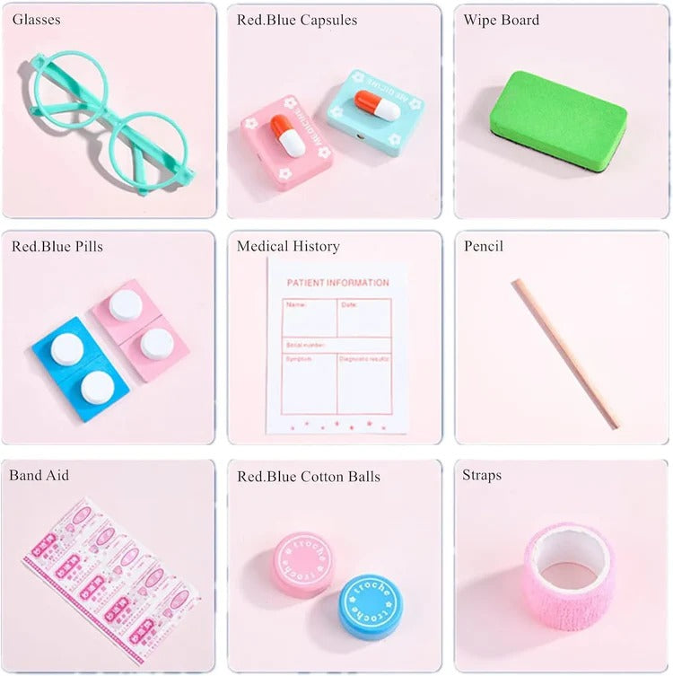 Children’s Dentist Role-Play Kit by Belro featuring colorful dental tools and accessories for imaginative pretend play.